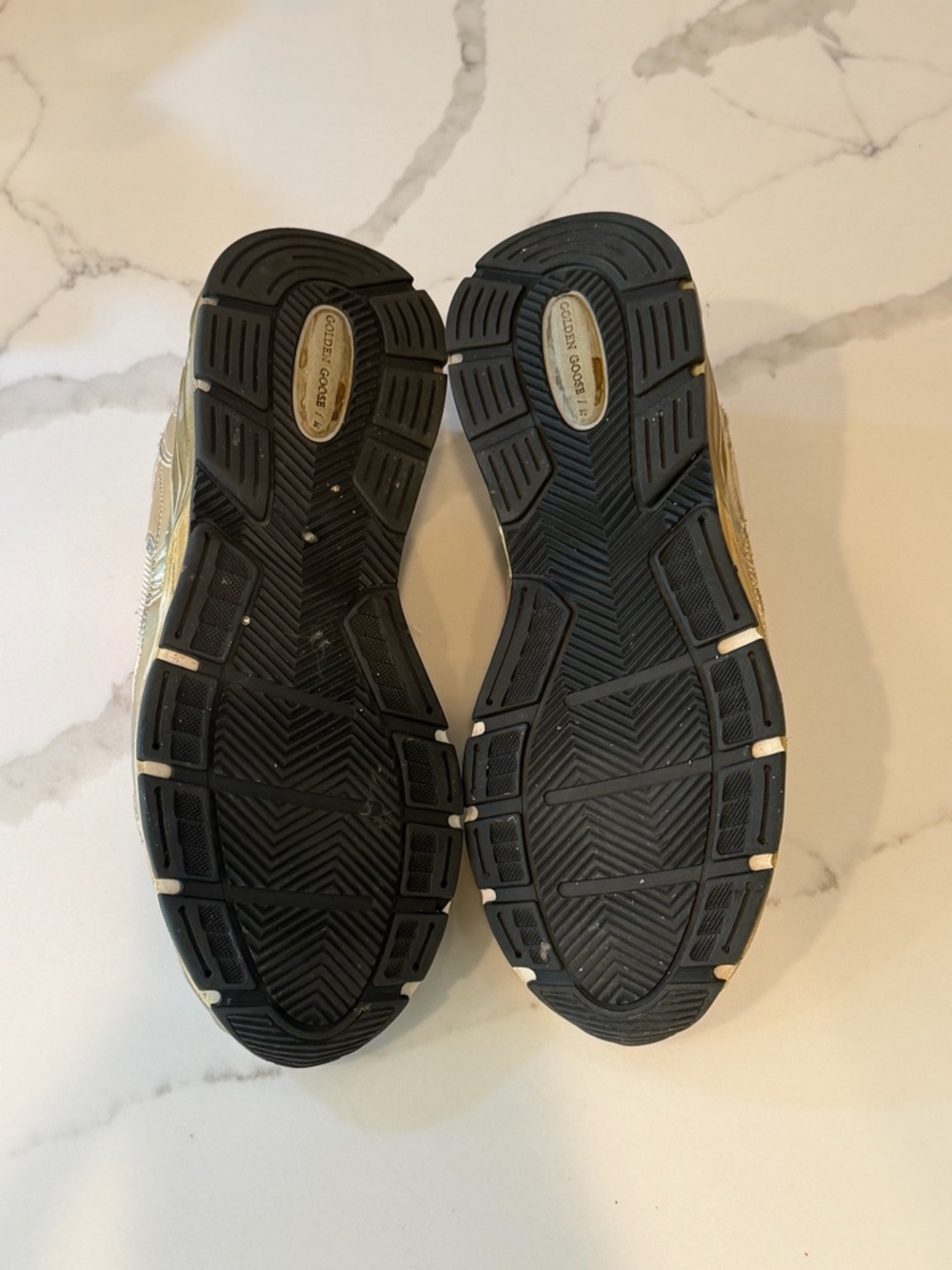 Golden Goose Dadstar Metallic Gold Sneakers with Red orange Eyelet Accents - Picture 9 of 9